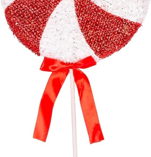 Yılbaşı Ağaç Süsü Kurdelalı Şeker Figür Kırmızı-Beyaz 19x38 Cm.