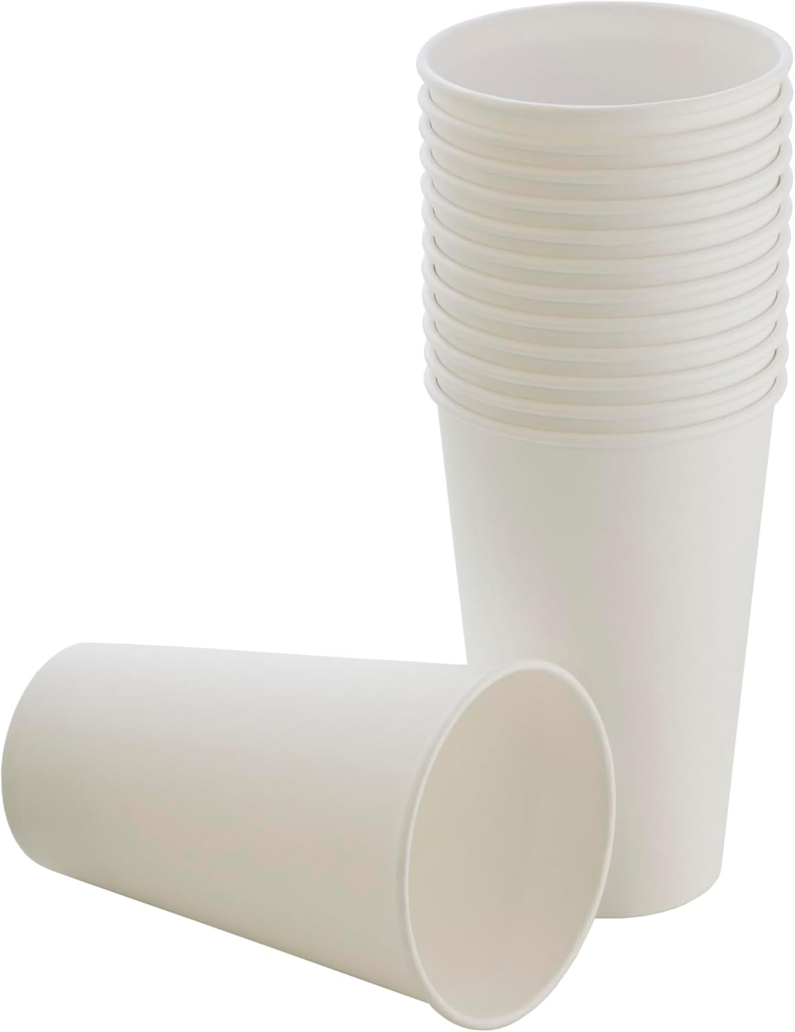 CUPTOYOU 50 adet parti bardağı, beyaz tek kullanımlık karton bardak 16 oz, büyük kağıt bardak 400 ml, parti ihtiyaçları, çocuk partisi, sıcak ve soğuk içecekler, çay, kahve, meyve suyu