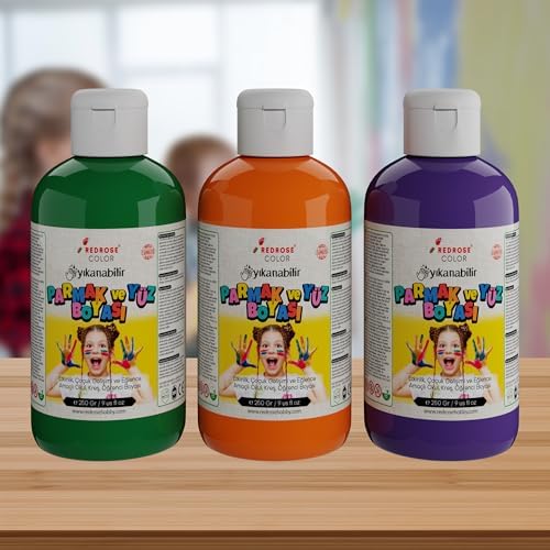 Yeşil-Mor-Turuncu Parmak Boyası 3'lü Set 3x250gr