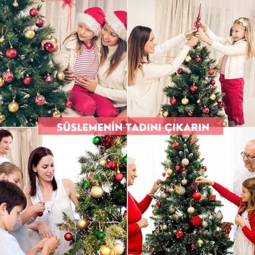 Yılbaşı Ağacı Süsü 4 cm Toplar, Yılbaşı Ağacı Yıldızı, Süsleri Temalı Hediyeler 10 Adet