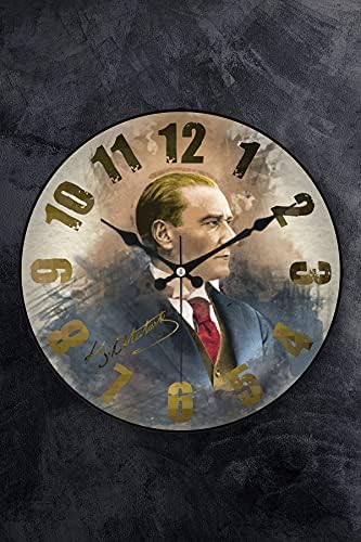 36 CM GERÇEK BOMBE CAM AKAR SANİYE SESSİZ MEKANİZMA DEKORATİF ATATÜRK DUVAR SAATİ