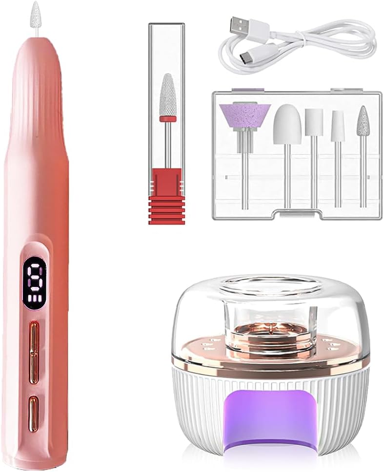 Yeni Nesil 9 Parça Şarjlı Tırnak Freze Seti USB Şarjlı Törpü Seti UV LED Lamba Profesyonel Manikür Seti Pro