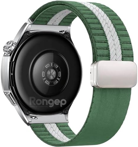 ile Uyumlu Metal Bağlantılı Weaved Loop 22mm Kordon GT5/GT5 Pro/GT4/GT3/GT3 Pro/GT2/GT2 Pro 46mm için Terleme Karşıtı Bileğe Göre Ayarlanabilen Kumaş Kayış