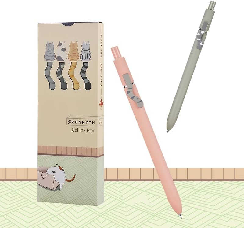 Zennyth Mavi Mürekkepli Cat (Kedi) Jel Kalem 4'lü