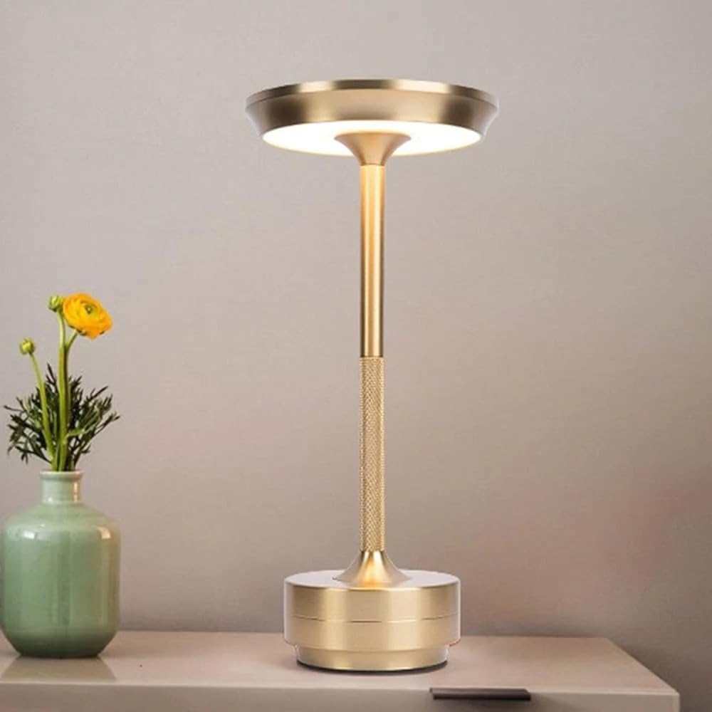 Şarjlı Metal Kasa Masa Lambası Dimmerli 3 Renk Işıklı Dekoratif Toronto Dokunmatik Restoran Cafe Lambası
