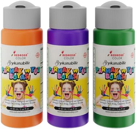 Yeşil, Mor, Turuncu Parmak Boyası 3'lü Set 3x60 ml
