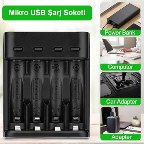 Pil Şarj Cihazı (Dört Yuvalı) - 1.2V Ni-Mh/Ni-Cd Aa/Aaa/GT-BC07