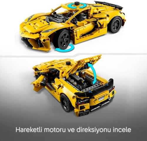 Chevrolet Corvette Stingray 42205 – 9 Yaş ve Üzeri Erkek ve Kız Çocukları için Silindirli Motor ve Diferansiyel İçeren Yapım Seti, Çocuklar ve Yetişkinler için Hediye Fikri (732 Parça)