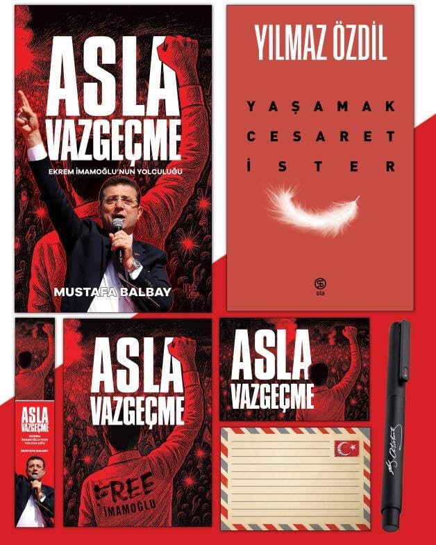 Asla Vazgeçme - Ayraç - Kartpostal - Poster - Yaşamak Cesaret İster - Atatürk İmza Baskılı Kalem