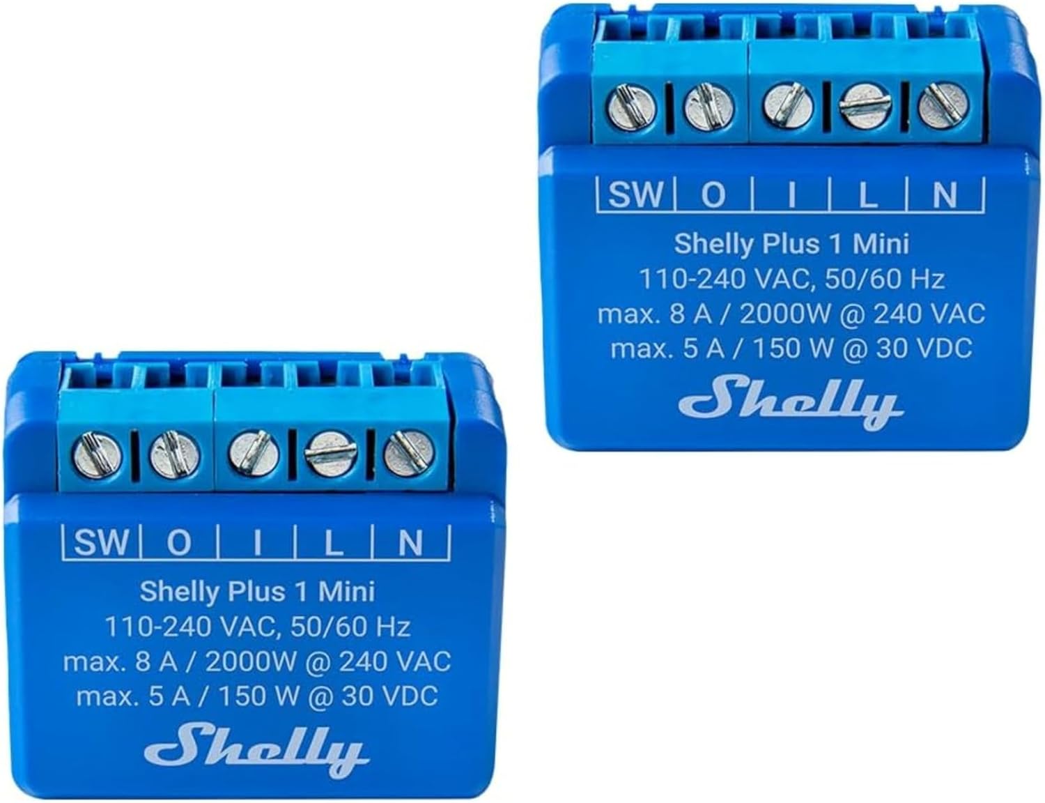 Plus 1 Mini | Wi-Fi ve Bluetooth akıllı şalter rölesi, 1 kanal 8 A | ev otomasyonu | Alexa ve ile uyumlu | iOS uygulaması | Hub gerektirmez | Kuru kontaklar (2 paket)