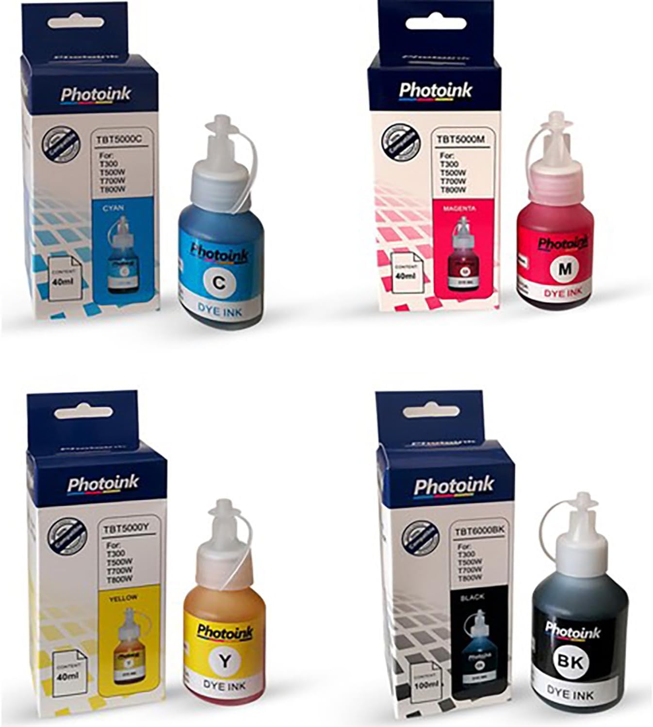 Ink Bt 6000 Uyumlu 4 Renk Takım Mürekkep - T300/T500w/T310/T510w/T800/T910w Uyumlu