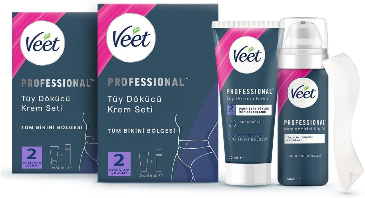 Professional Bikini Bölgesi Tüy Dökücü Krem Seti (50 ml + 50 ml) x 2 Adet