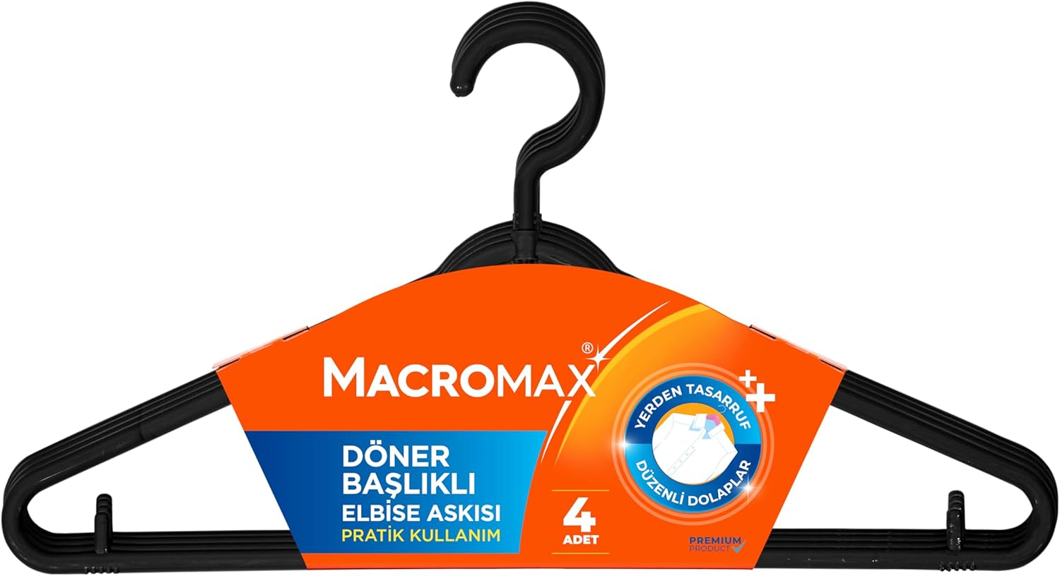 Döner Başlıklı Elbise Askısı 4'lü Paket, Çok Amaçlı Askı İpi ve Etek Asma Aparatlı