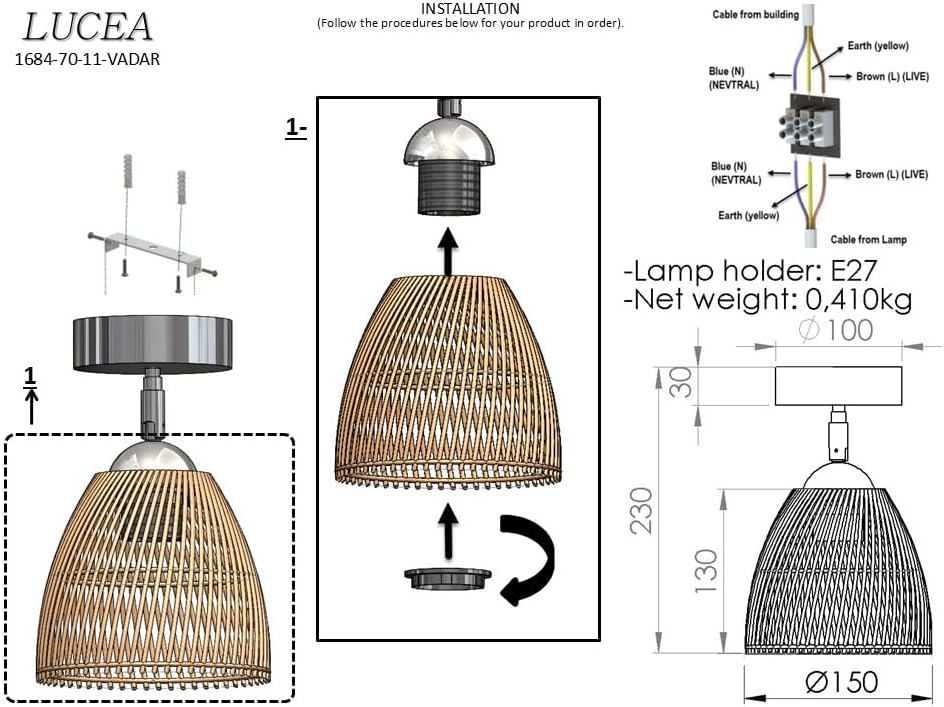 Vada Tekli Siyah Plafonyer