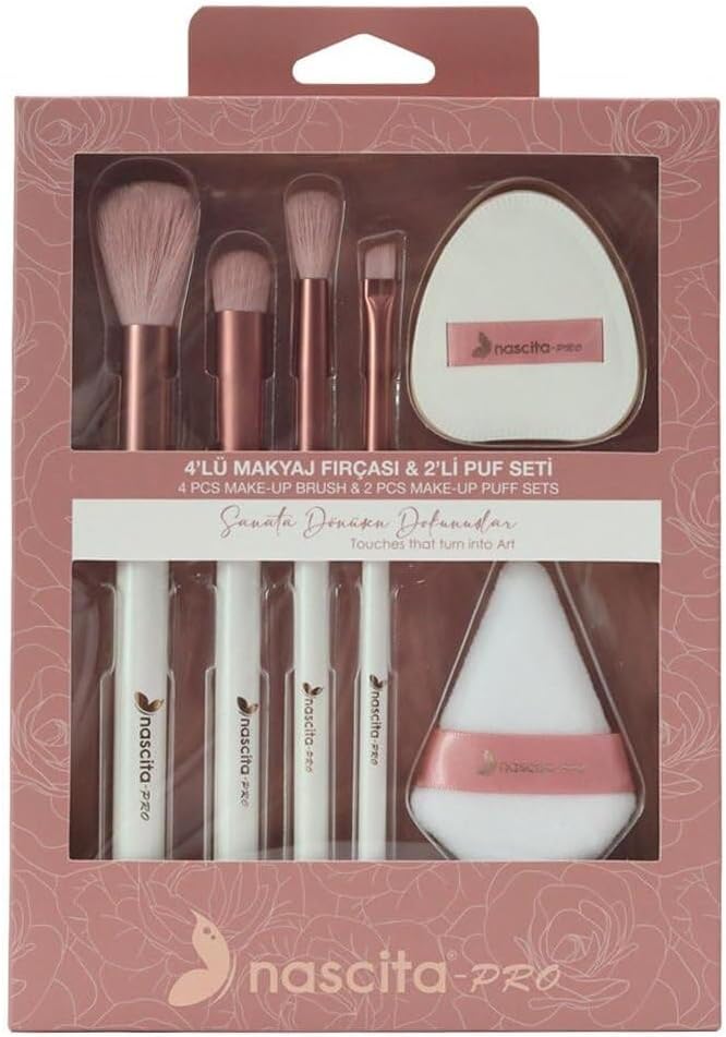 4lü Makyaj Fırçası ve 2li Puf Seti - 161