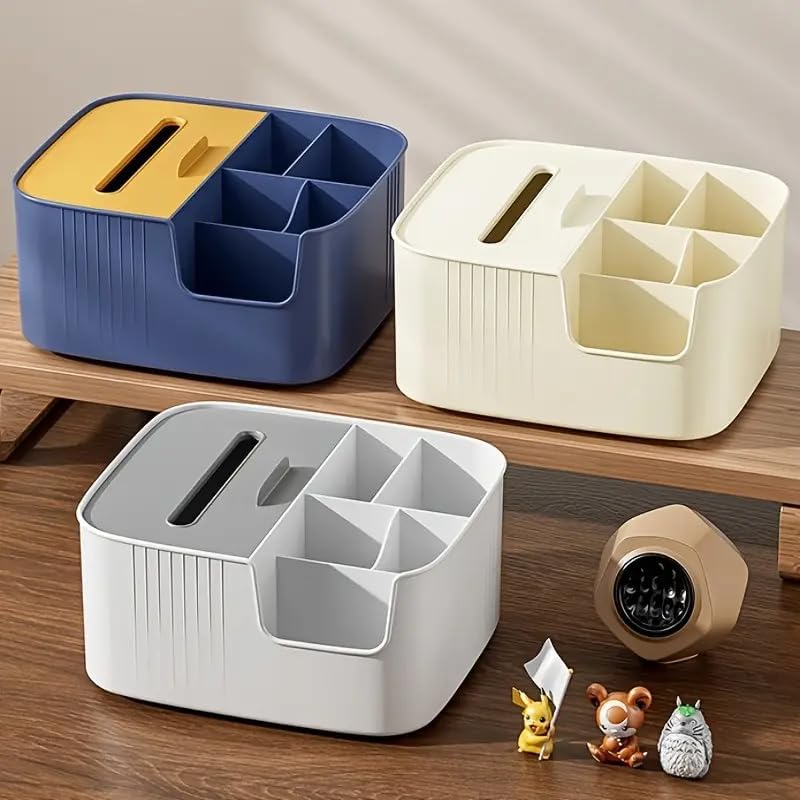 Makyaj Ve Kozmetik Düzenleme Kutusu Organizer Kutusu Banyo Yüz Serumu Masa Düzenleyici Saklama 5+1 Bölmeli Peçetelikli Modern Tasarım Makyaj ve Masa Toplama Kutusu (krem)