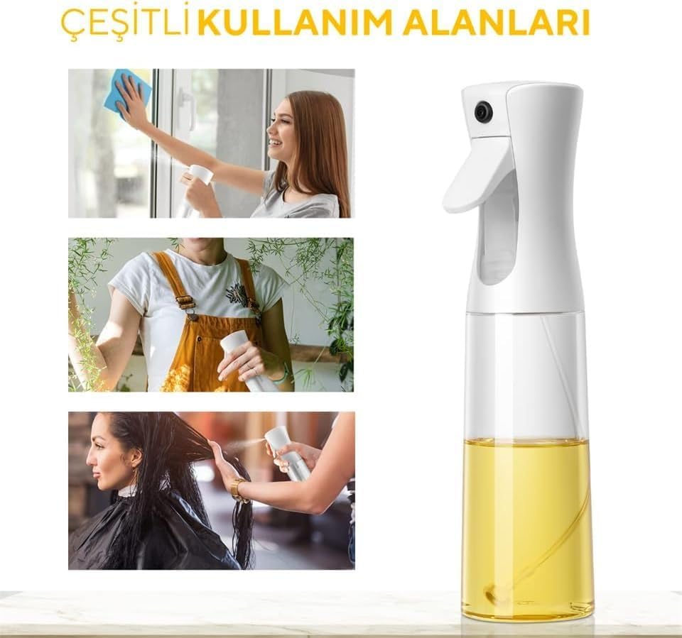 xesha Cam Sprey Yağdanlık, Akıtma Damlatma Yapmaz, Limon, Sirke, Yağ Püskürtücü 225 ml Airfryer Kızartma Izgara Salata İçin Yağlık 1 Adet. (Siyah)