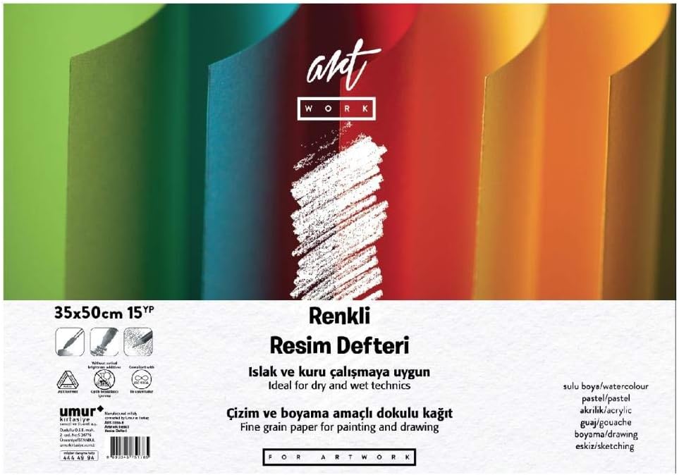 Artwork Renkli Resim Defteri 160 gr / 180 gr, 35 x 50, 12/3 Yaprak