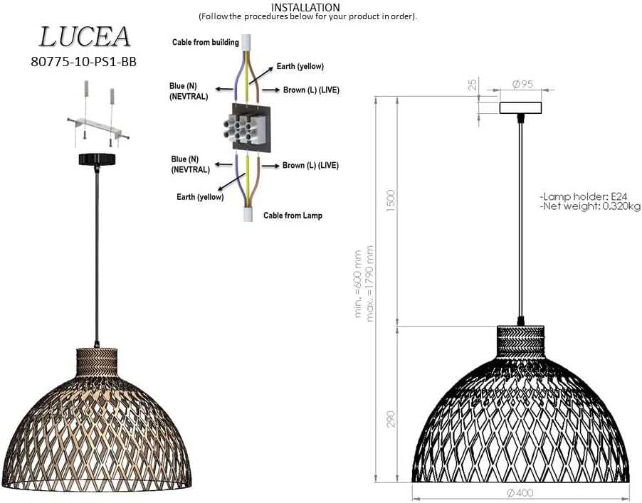 Venira 10 Küçük Boy 40’lık Bamboo Tekli Sarkıt, Doğal ahşap