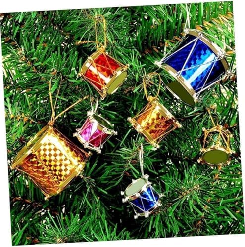 Yılbaşı New Çam Ağacı Mini Davul Süs12'lı Çok Renkli Yılbaşı Ağacı Süsü