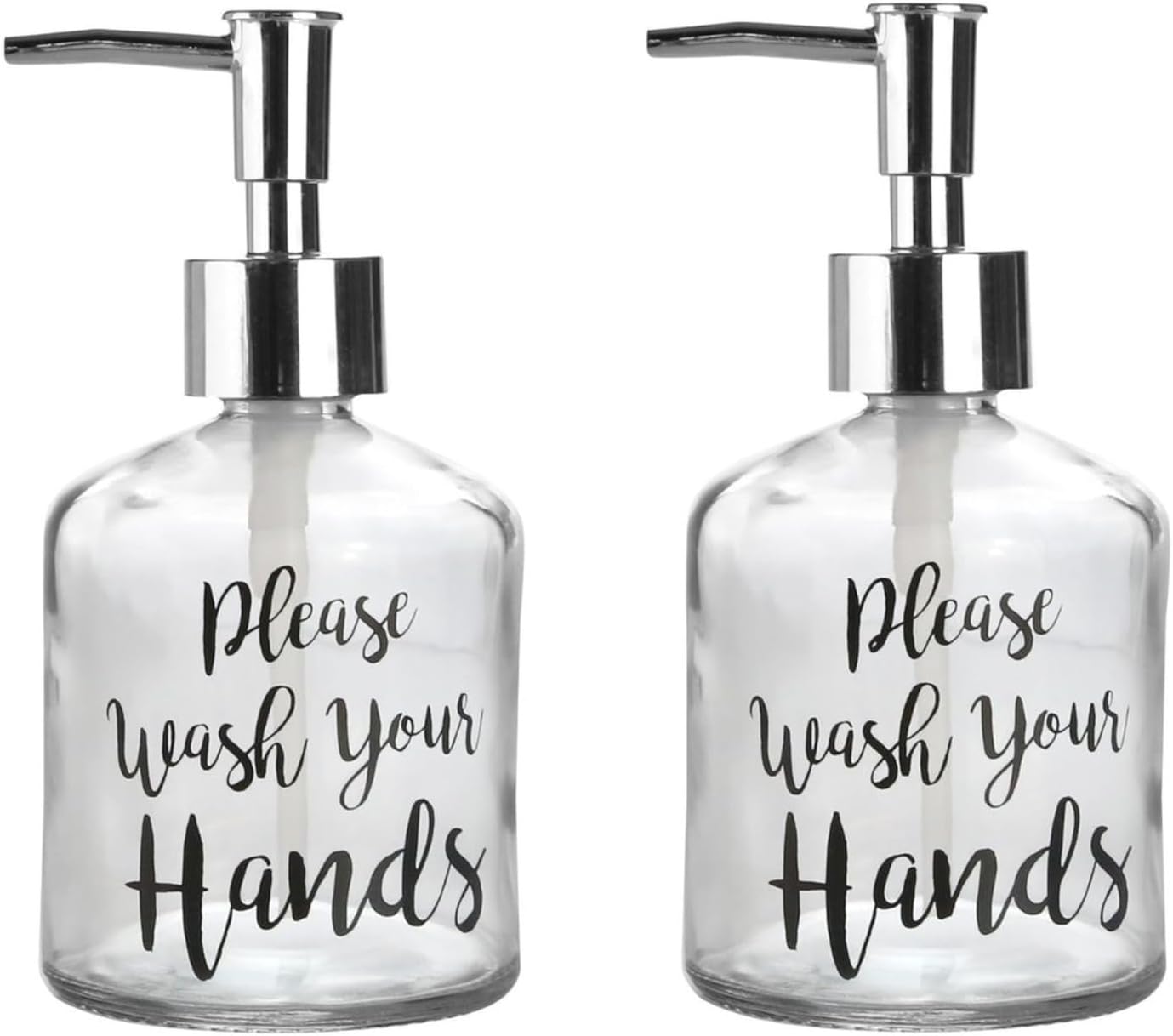 SETİ CAM SIVI SABUNLUK 2 ADET,YAZILI MODEL 300ML 7,6X15,5CM