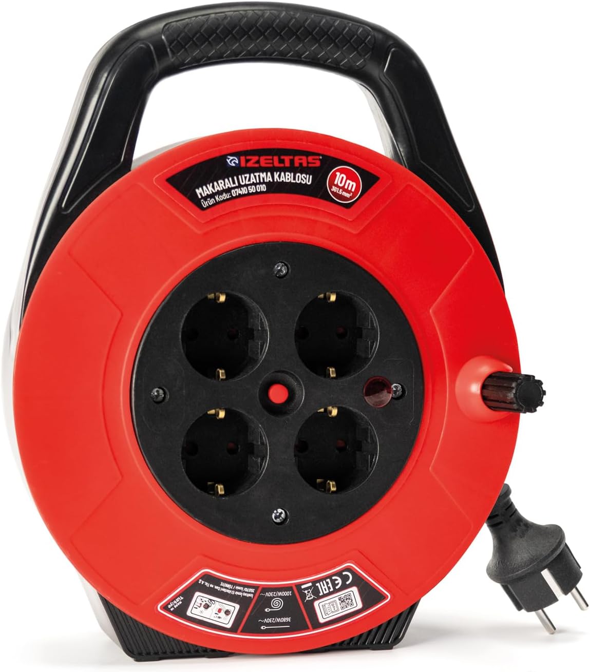 07410 El Tipi Makaralı Uzatma Kablosu 10 Mt