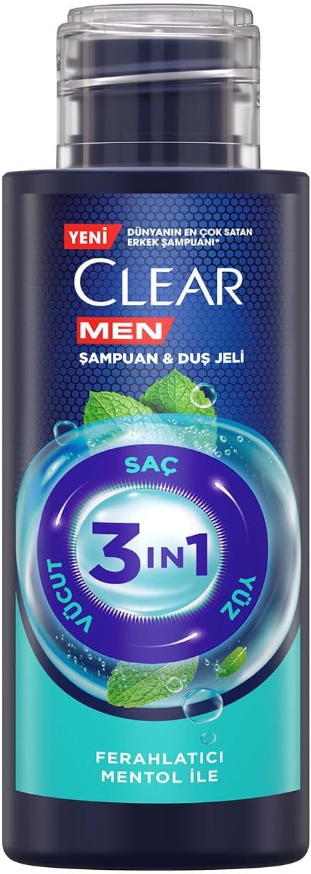 Clear Men Şampuan & Duş Jeli 3in1 Ferahlatıcı Mentol Seyahat Boy 90 Mililitre