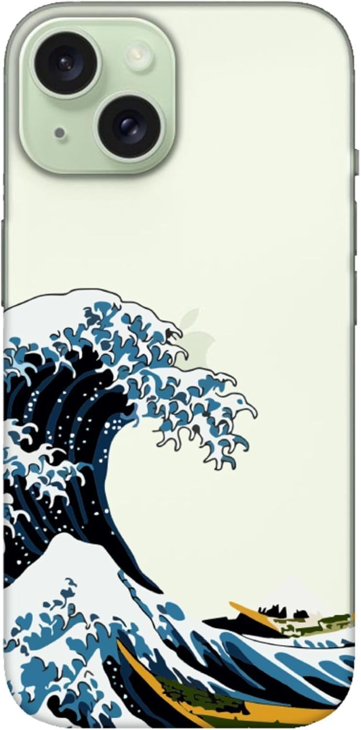 - 15 Şeffaf Telefon Kılıfı – Kanagawa Dalgası Tasarımlı Yumuşak Silikon Koruma Kılıfı - Şeffaf