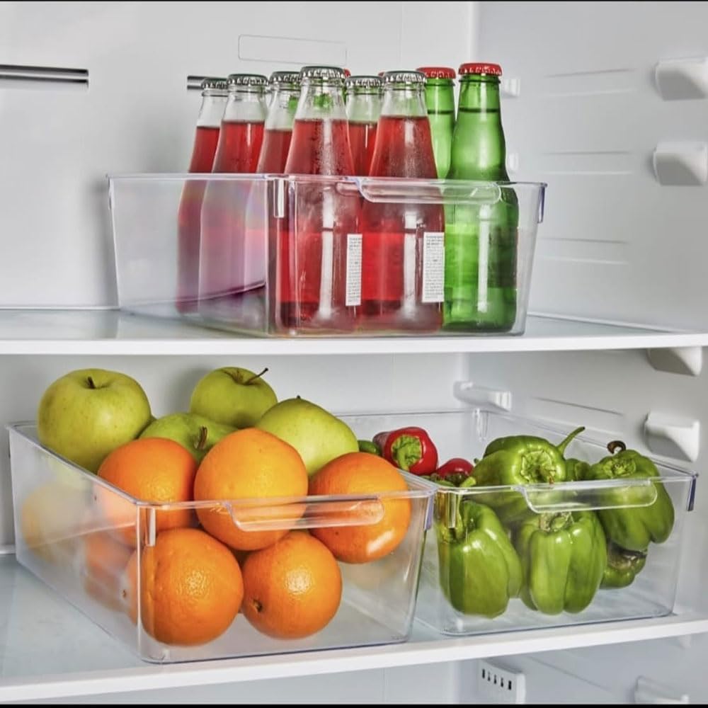 1 Adet Kırılmaz Ultra Dayanıklı Buzdolabı Düzenleyici Organizer Kutu Şeffaf - X Large Boy Kiler Organizeri (20cm*32,5cm*10cm)
