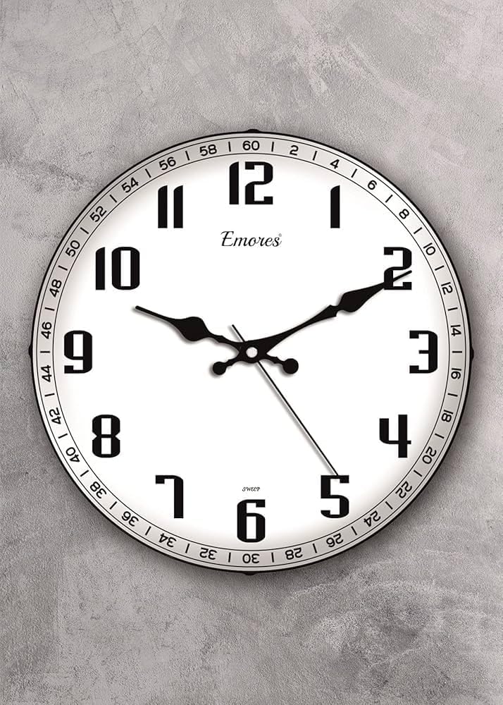 36 cm Gerçek Cam Akar Saniye Sessiz Mekanizma Duvar Saati