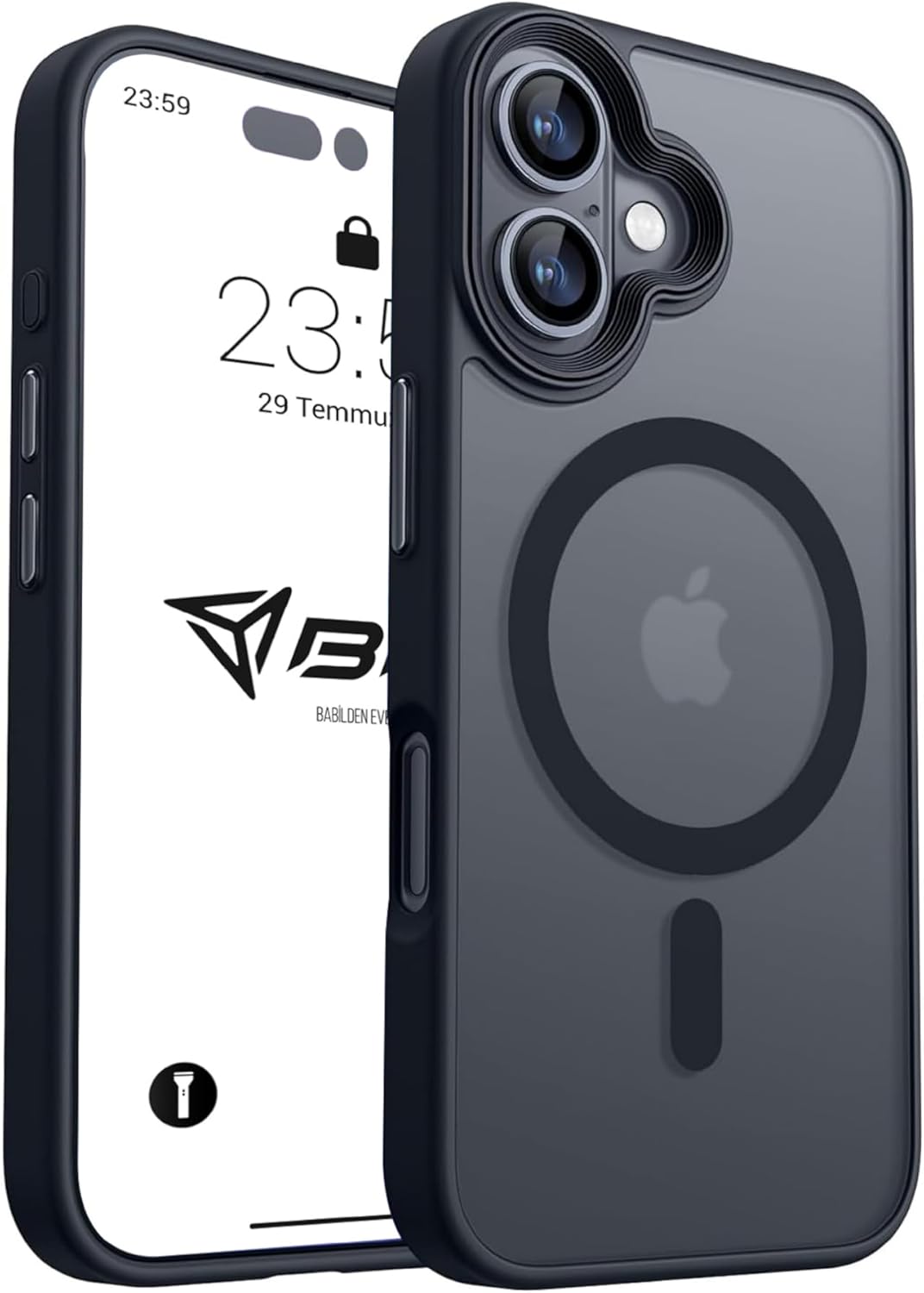 için Kılıf Kamera Korumalı Şarj Özellikli Mat Şeffaf Renkli Kılıf (16 Siyah)