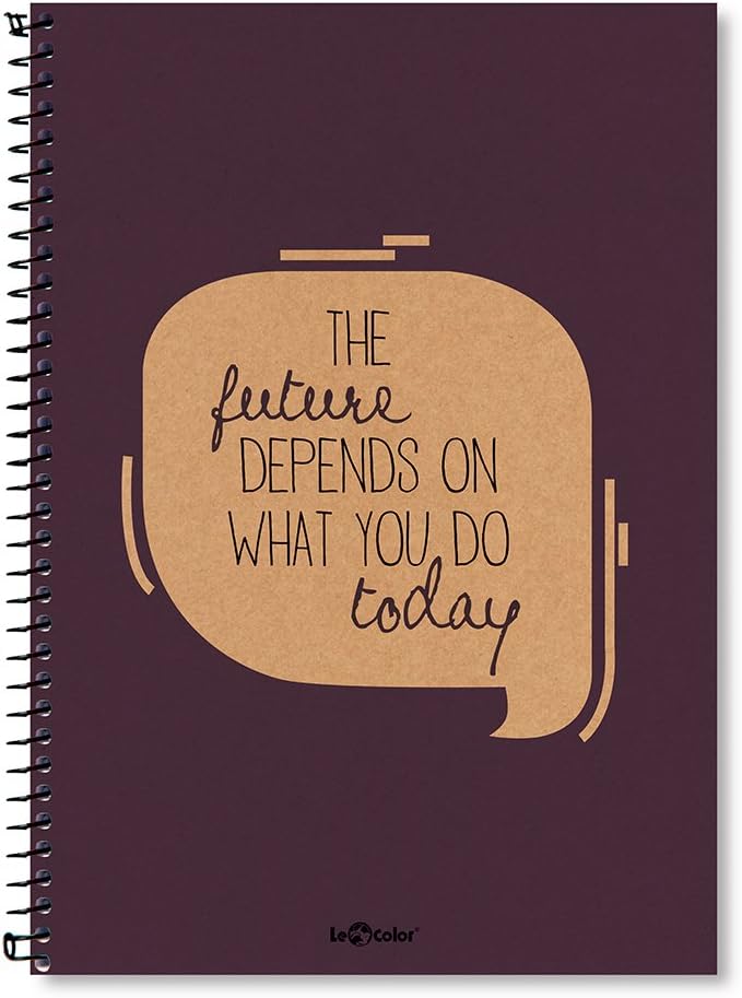 Lé 2015075/2 Eco Sert Kapaklı, Spiralli, Sarı Kağıtlı, 200 Sayfa, Mor