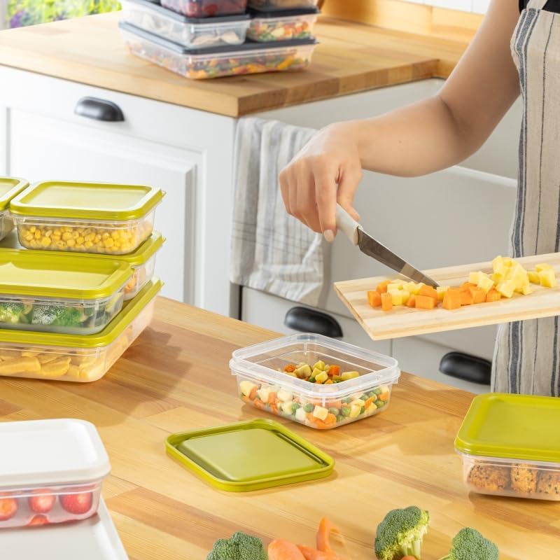 4 Adet Buzdolabı Organizeri – PP Plastik Şeffaf ve Ayarlanabilir Saklama Kabı, Gıdaları Taze Tutan Fresh Box, Çok Amaçlı,Mikrodalga ve Bulaşık Makinesi Uyumlu (Beyaz, 1200 Ml)