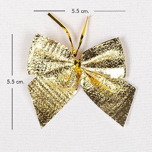 Yılbaşı Süsü Askılı Fiyonk 12'li Paket Dore 5,5x5,5 Cm.