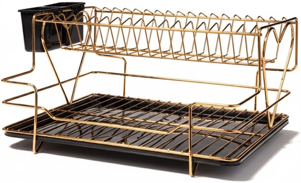 2 Katlı Kalpli Bulaşıklık Siyah- Renkli