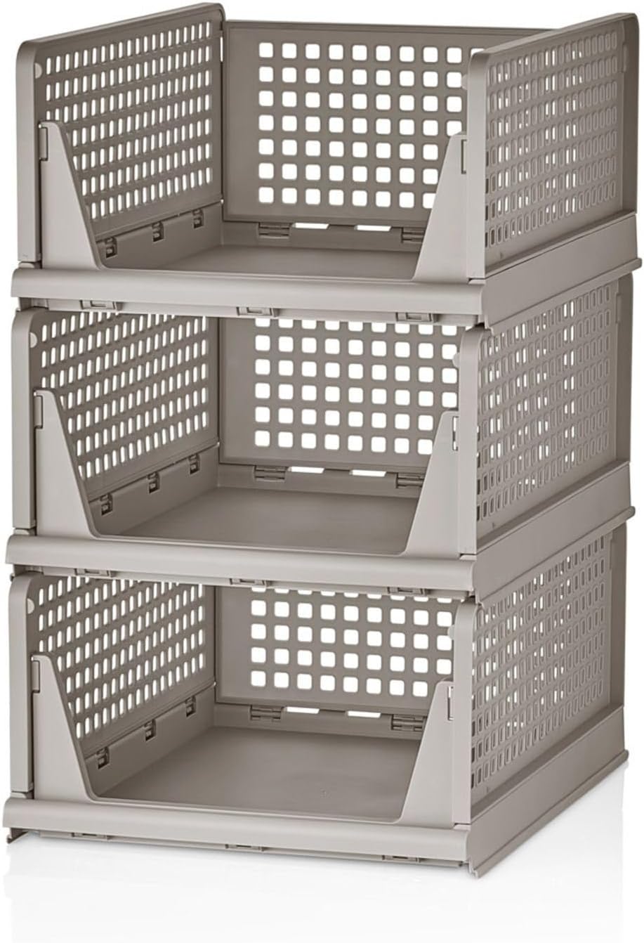 Life 3 Katlı Kayar Raf Organizer Dolap İçi Kıyafet Aksesuar Düzenleyici Bej 45x35 cm MIT1259