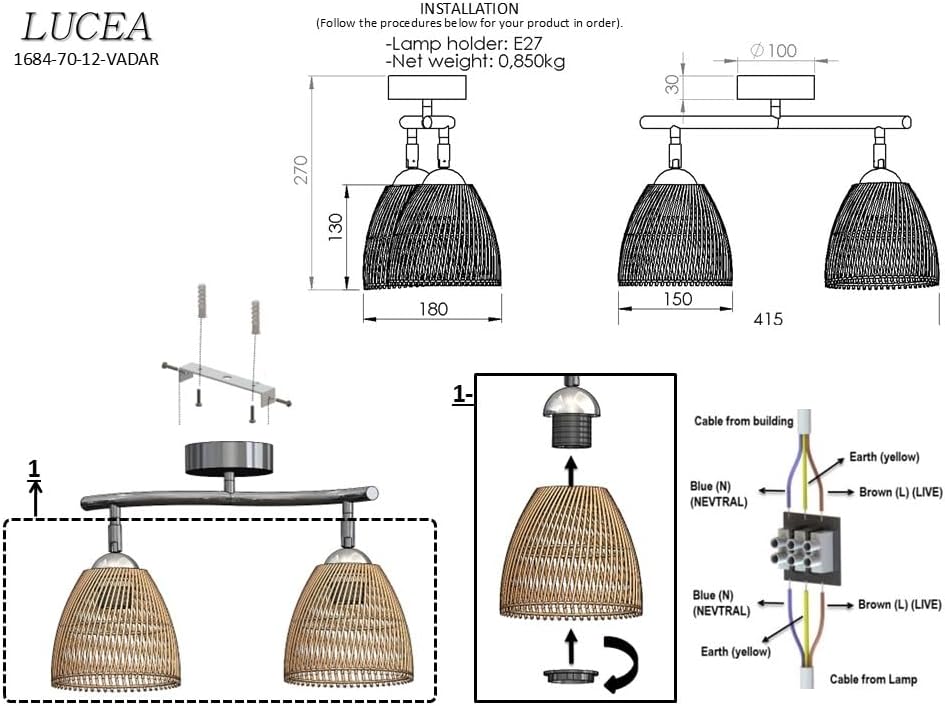 Vada İkili Siyah Plafonyer