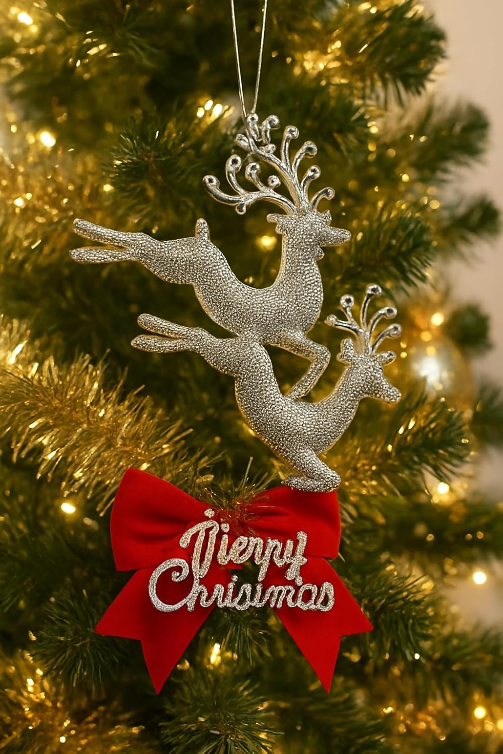 Yılbaşı Ağacı Süsü Yılbaşı Geyiği Süsü Geyiği Gümüş 2 Adet