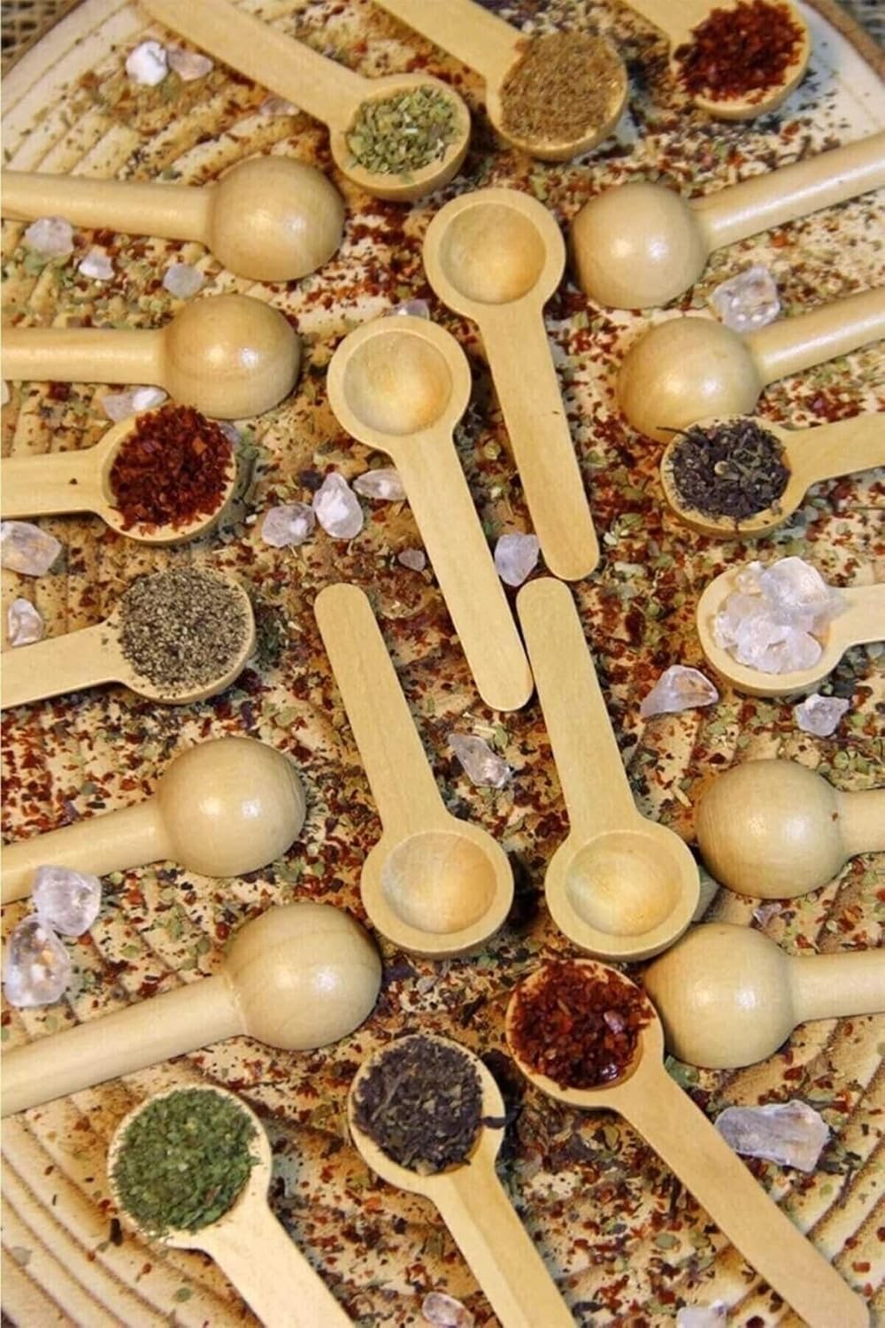 Porselen Diyarı Bambu Baharat Kaşığı Ve Ölçek Kaşığı, Bambu Reçel Bal Kaşığı 12 Adet -