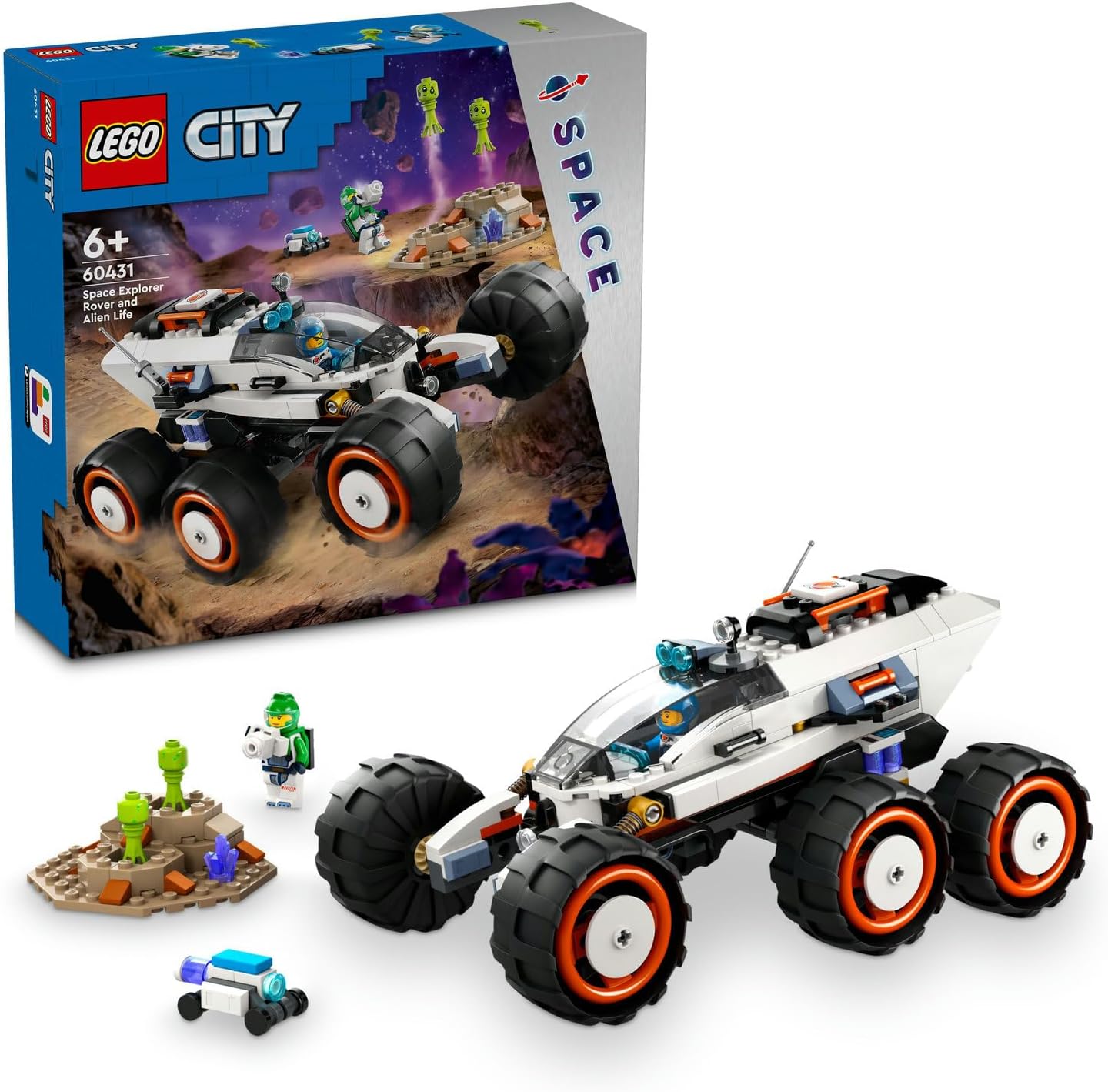 City Uzay Keşif Robotu ve Uzaylı Canlı 60431-6 Yaş ve Üzeri Kız ve Erkek Çocukları için Astronot, Oyucnak ve Uzaylı Minifigürleri İçeren Yaratıcı Oyuncak Seti (311 Parça)