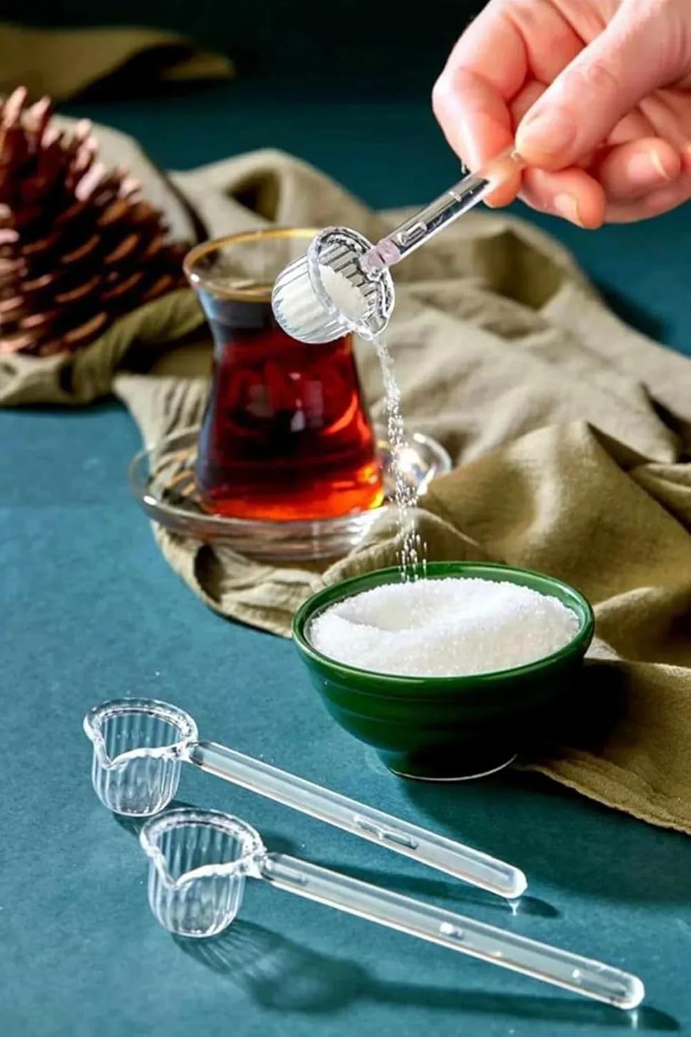 3 Adet Mika Plastik Şeker ve Tuz Kaşığı, 3'lü Sunum Kaşığı Seti Mika Plastik