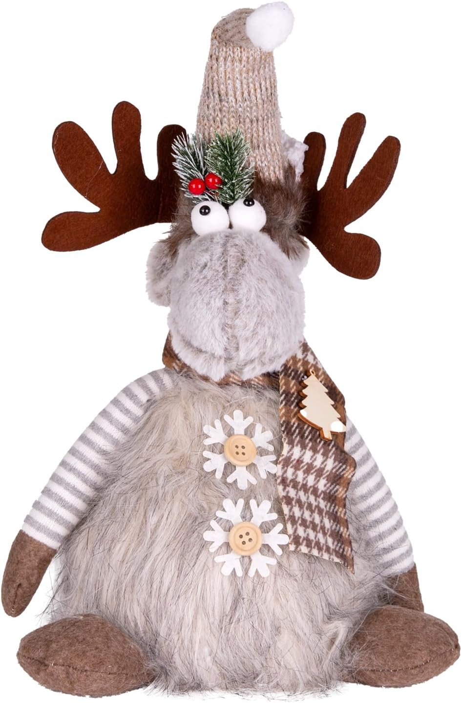 Yılbaşı Süsü Geyik Figürü Işıklı Gri 22x14x48 Cm.