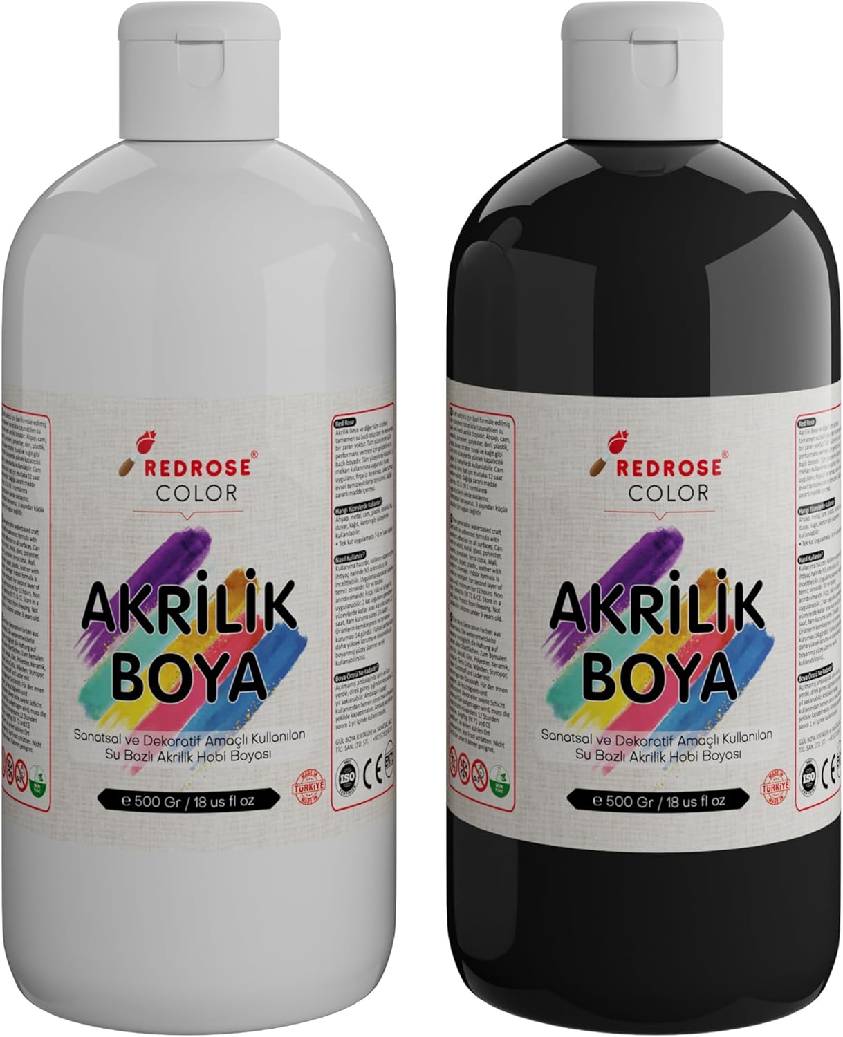 Beyaz-Siyah Akrilik Boya 2'li Set 2x500gr