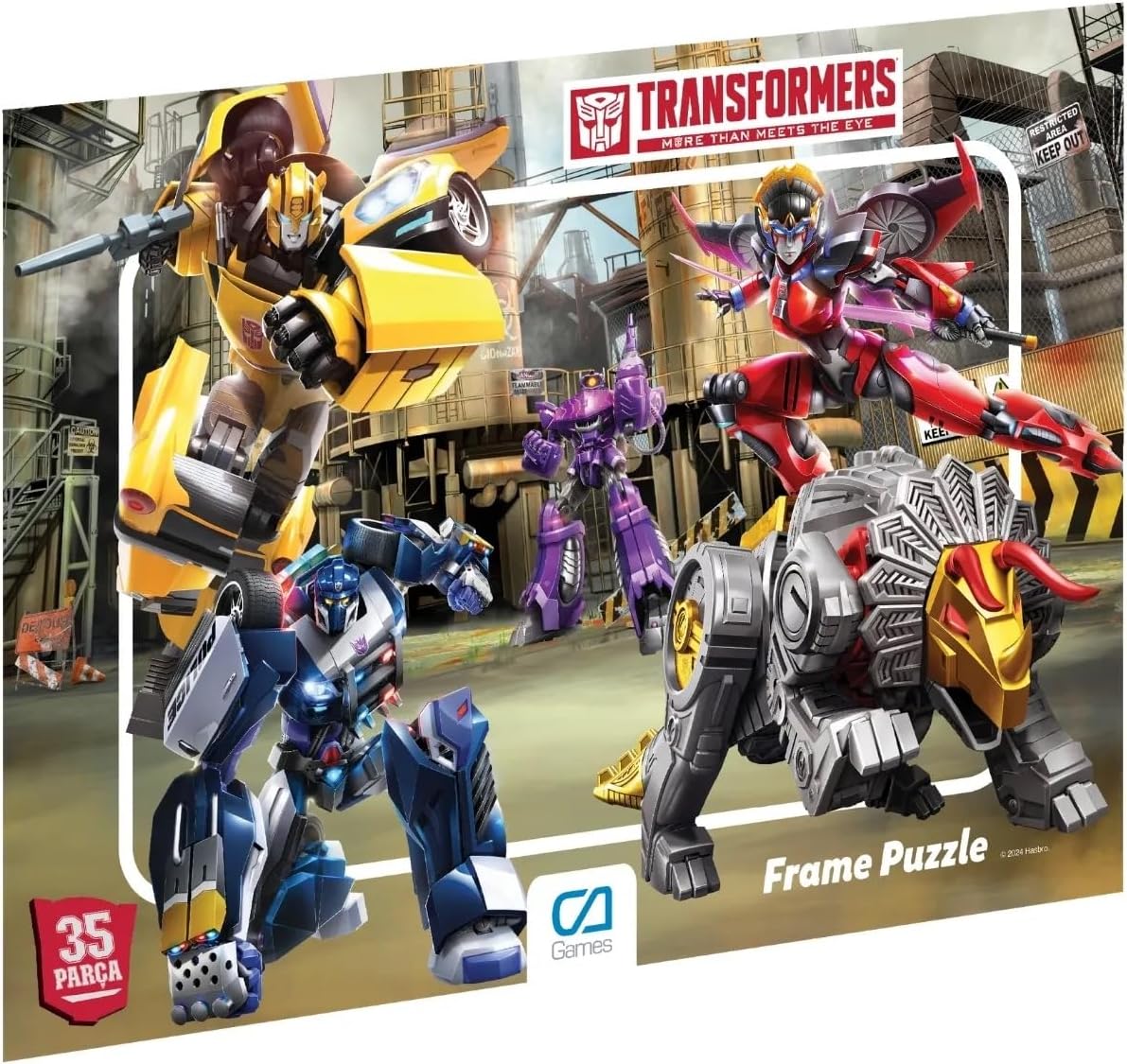 Transformers Lisanslı 35 Parça Çerçeveli 34x24cm Çocuk Puzzle Yapboz Yeni Serisi (Kahverengi)