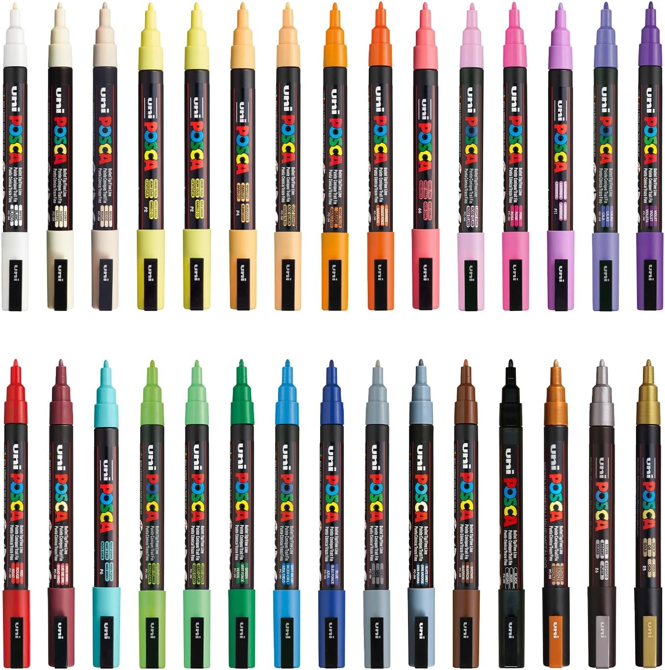 Uni Markör Kalem 3M Set 0.9-1.3 mm Keçe Uçlu (30'lu Set)