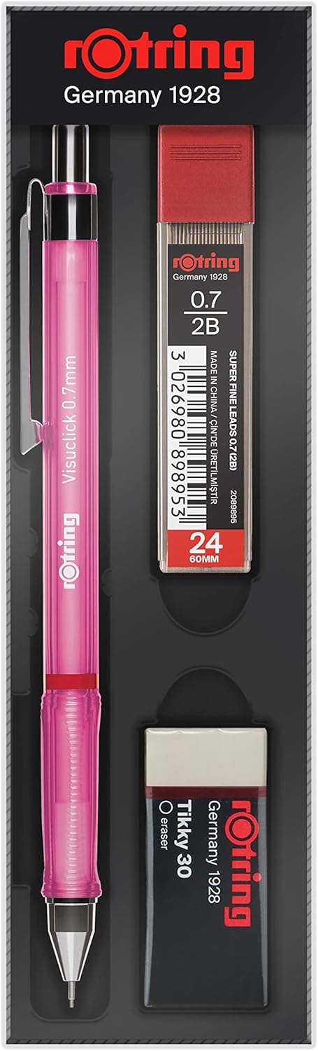 Visuclick Mekanik Kurşun Kalem Uç Silgi Seti 2B, 0.7 mm, Pembe