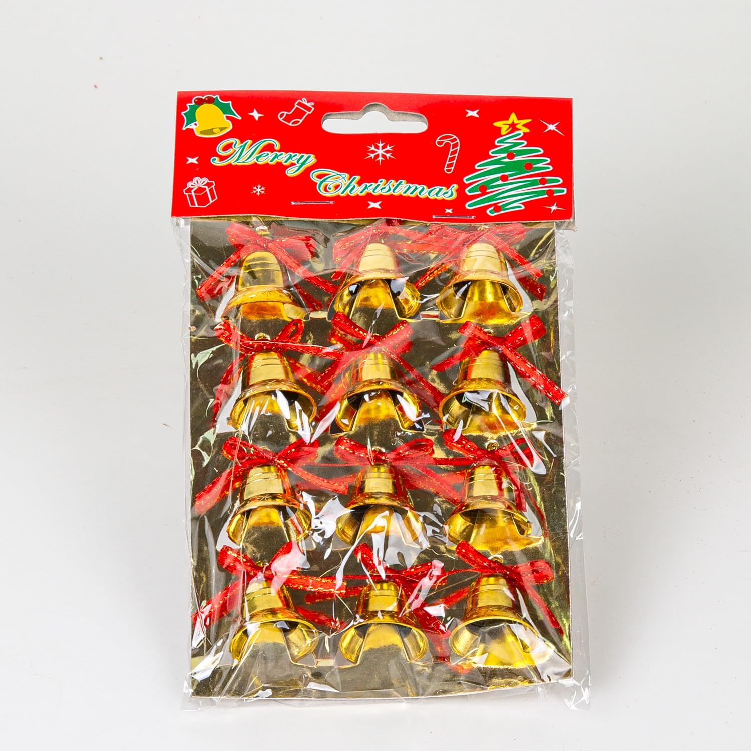 Yılbaşı Süsü Kurdeleli Çan 12'li Paket Dore 2,5x3 Cm.