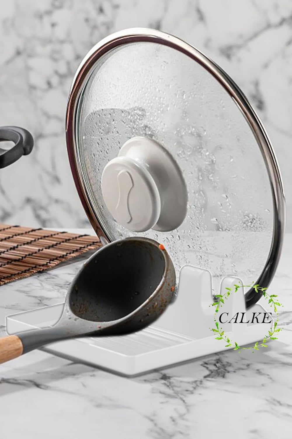 Tencere Kapak Tutucu ve Kaşıklık – Tencere Kapağı Standı Kirli Kaşıklık Kepçe Altlığı Beyaz