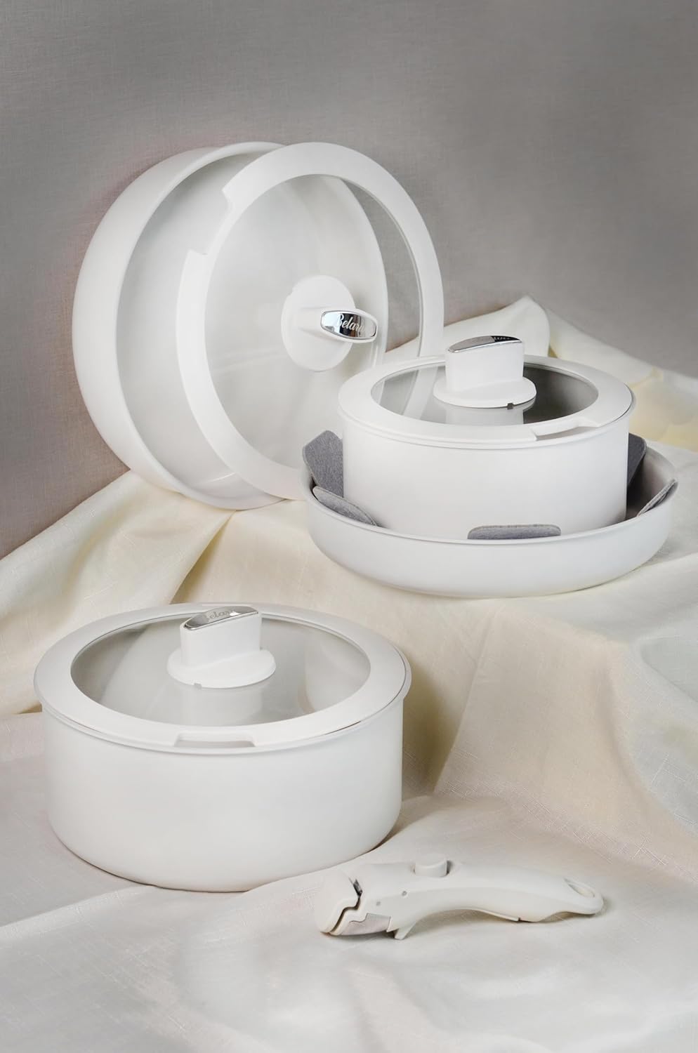 Belariva-Easy Çıkarılabilir Saplı 8 Parça Tencere Seti Beyaz