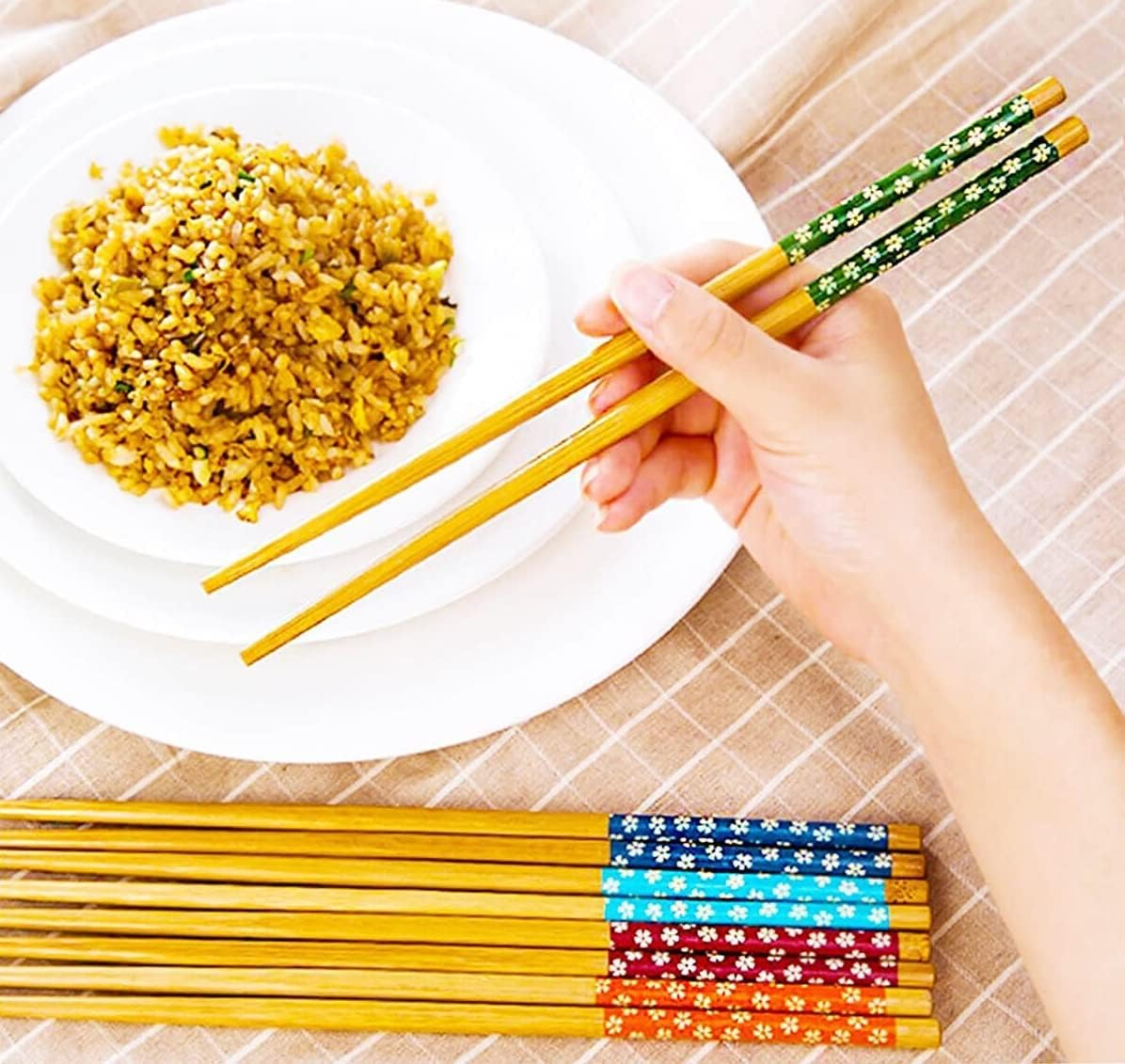Pratik 2'li Desenli Yıkanabilir Kore Çin Bambu Chopsticks Yemek Çubuğu |desenli Bambu Chopstick